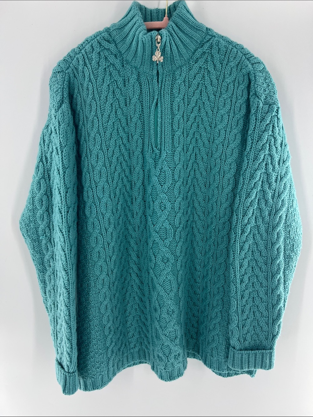 Aran Crafts Ireland Cable-Knit Half-Zip Sweater Merino Wool Unisex XXL